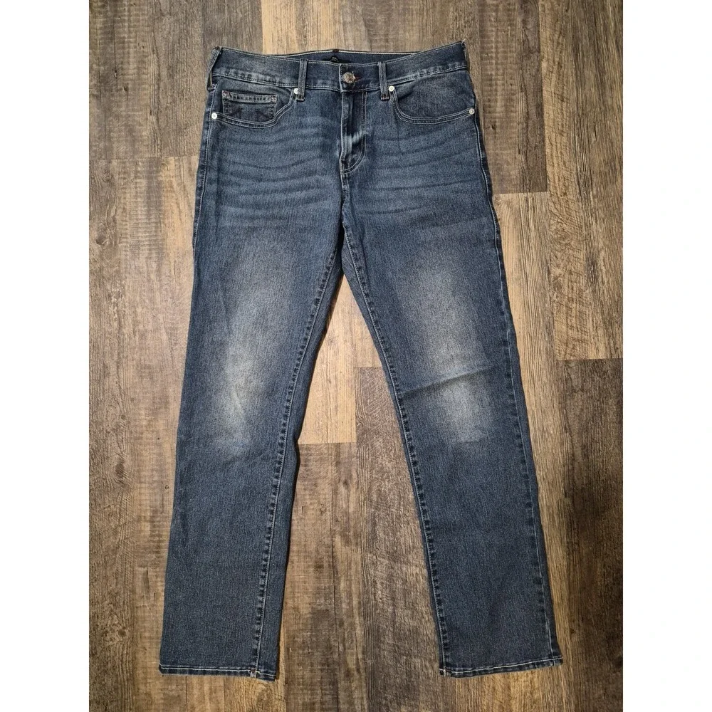 True Religion Ricky Relaxed Straight Jeans Medium Wash Men's 34x32 Blue Denim